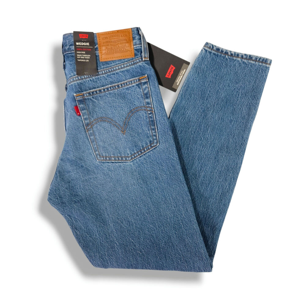 Levi's Wedgie Straight Jeans High Rise Button Fly Distressed Athens Asleep 26x27 - Picture 2 of 12